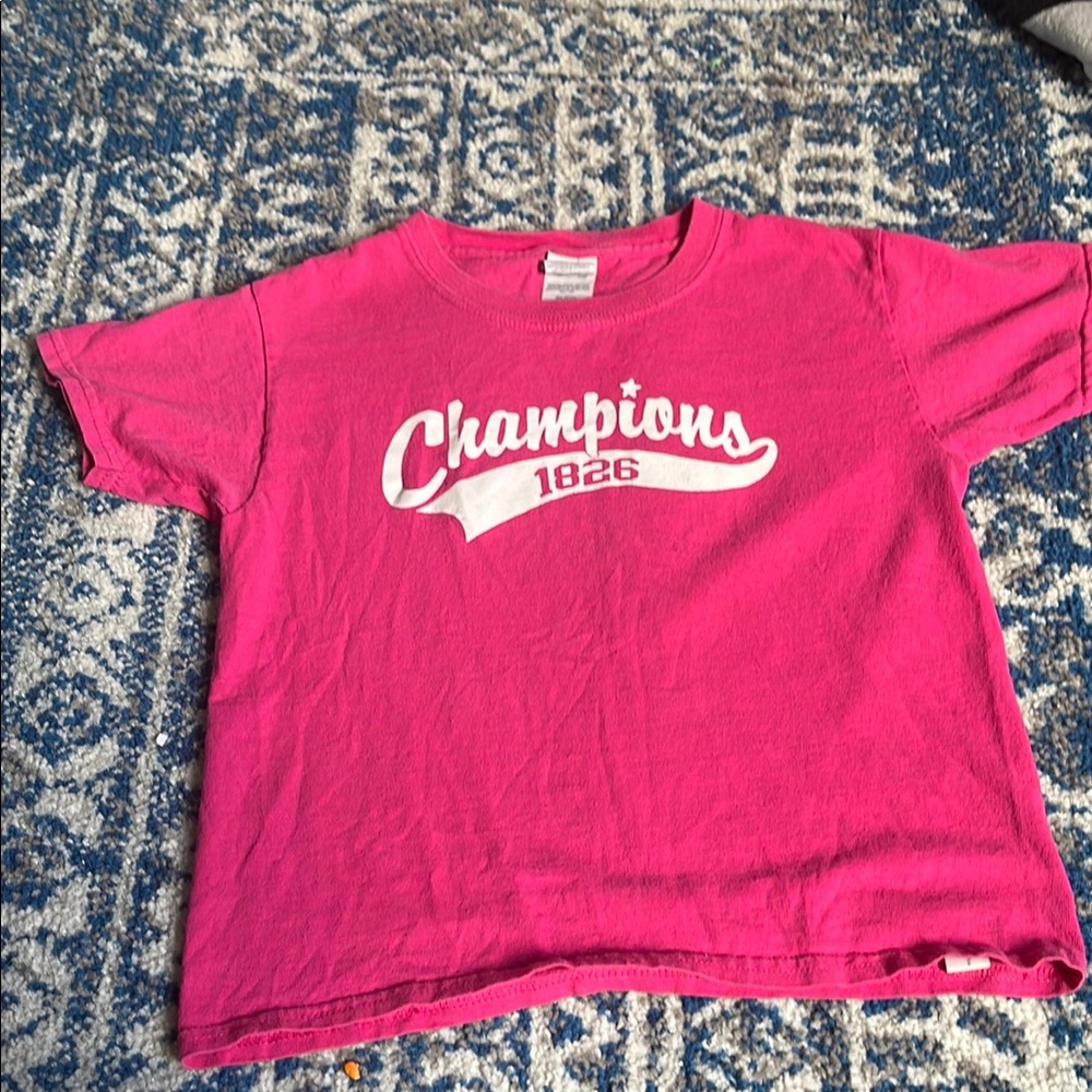 Gildan Pink and White Short Sleeve Tee